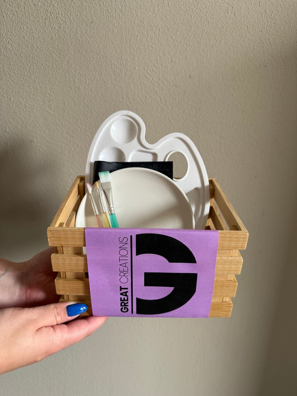 Thuispakket van Great Creations met materialen in een houten kistje